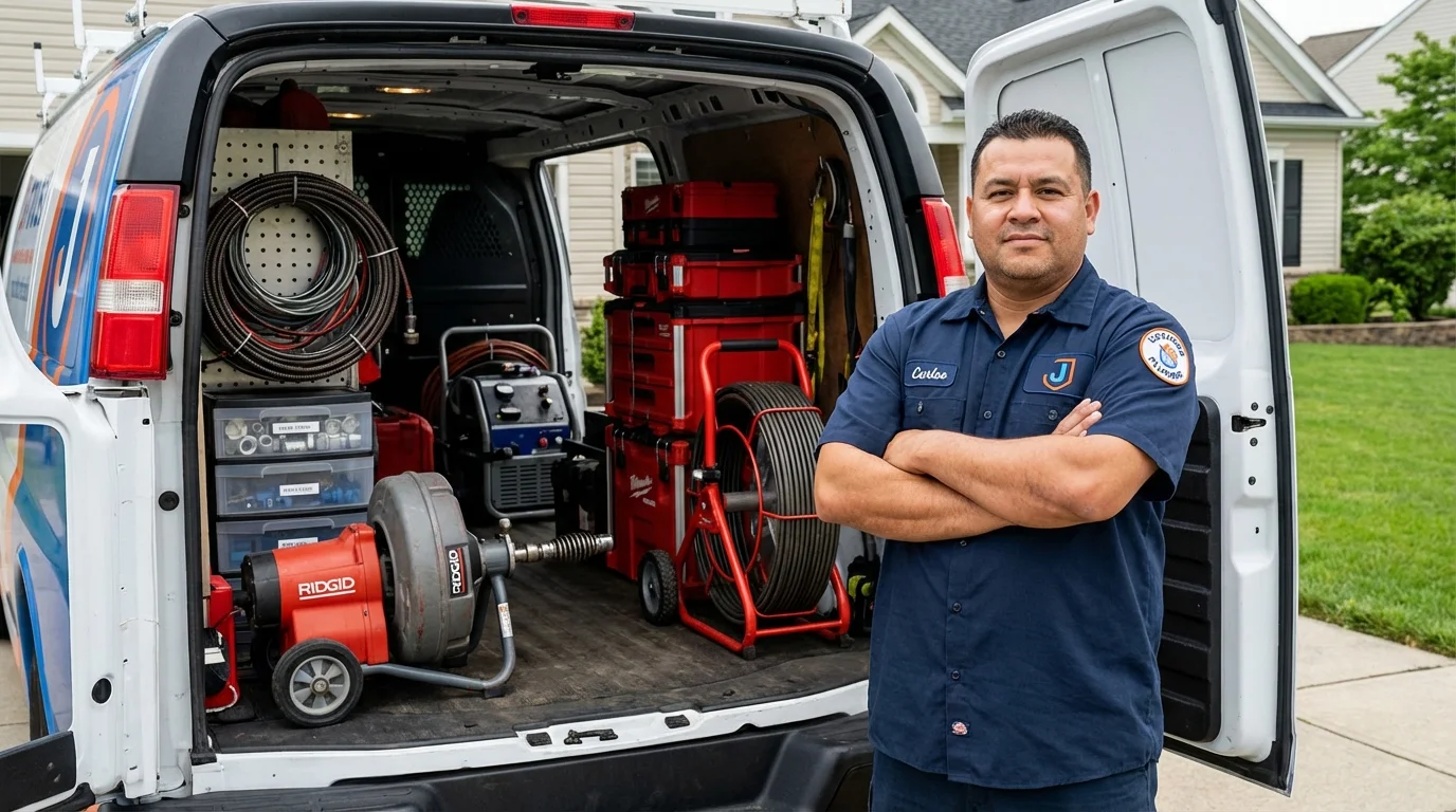 Professional drain cleaning equipment and Johns Plumbing LLC plumber in Milaca