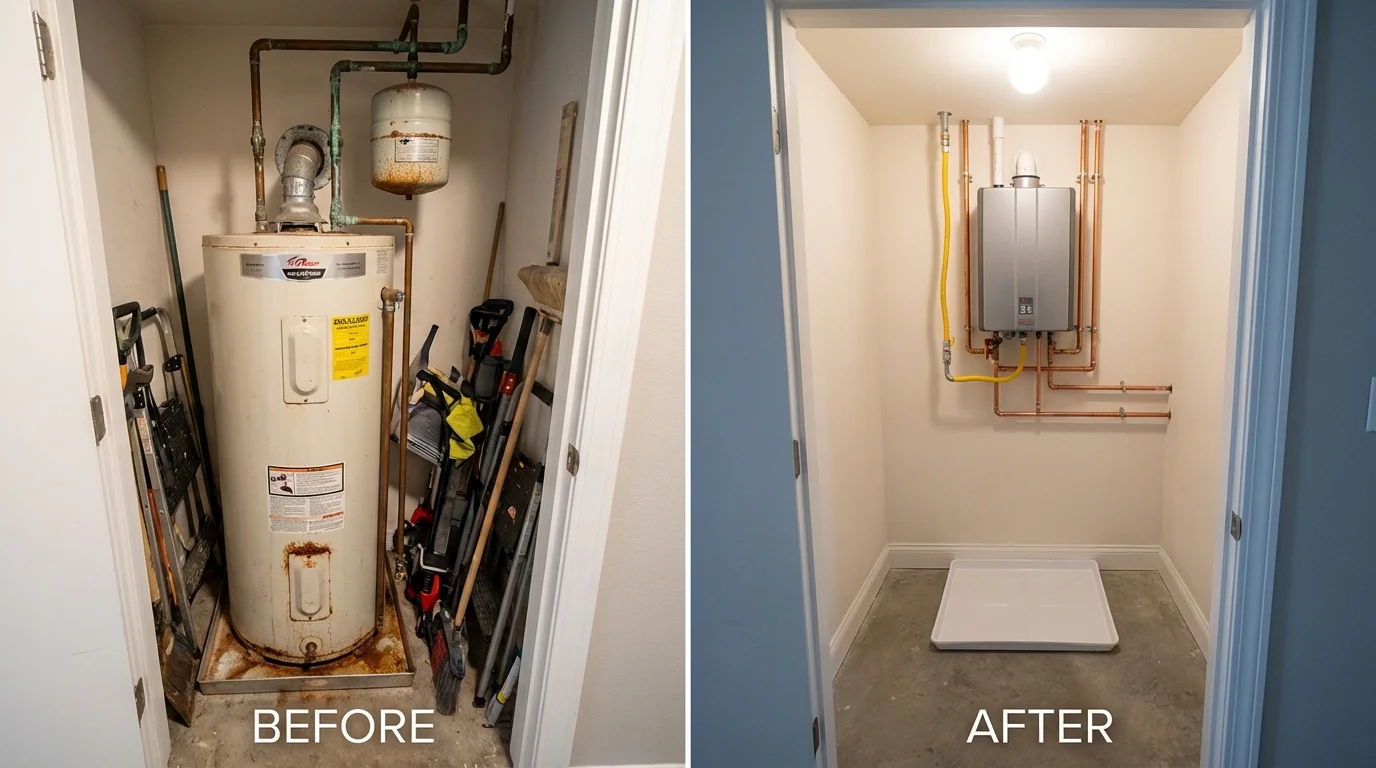 Tank water heater versus wall-mounted tankless unit comparison for Milaca, MN homeowners